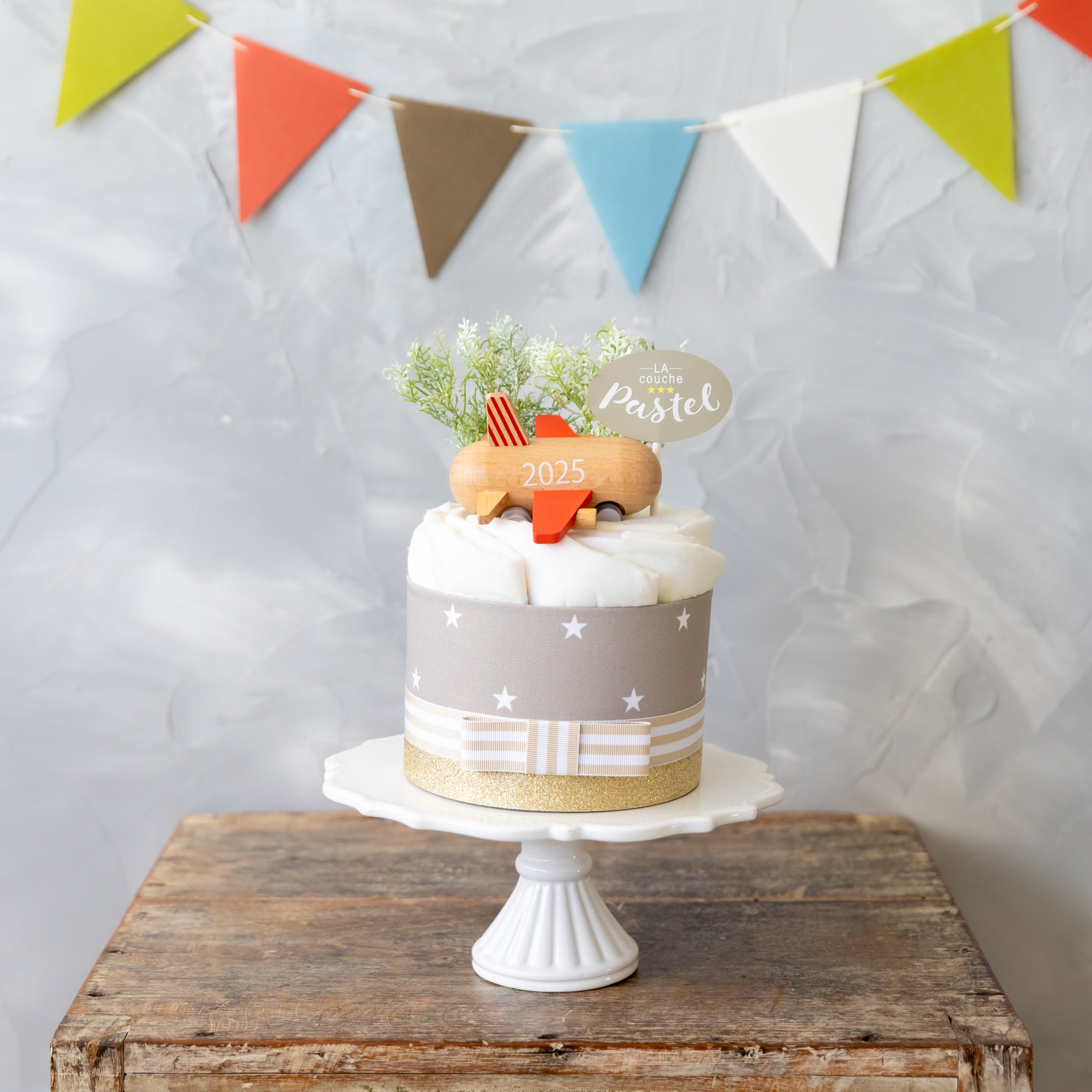 LA couche(ラクーシュ)|限定おもちゃ付き オーガニックおむつケーキ ラクーシュパステル