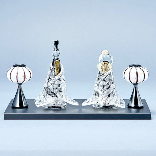 雛人形 Glass studio MIGAKI レース紋様 金彩飾り雛
