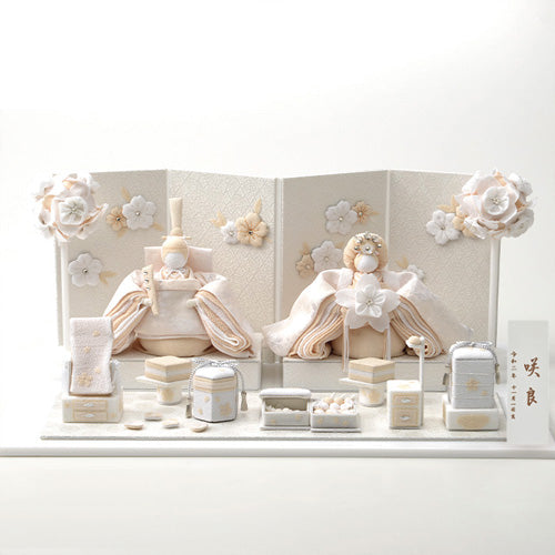 雛人形 HAKI(ハキ) 麗華(れいか)プレミアム 金襴西陣織 雛揃 白粋