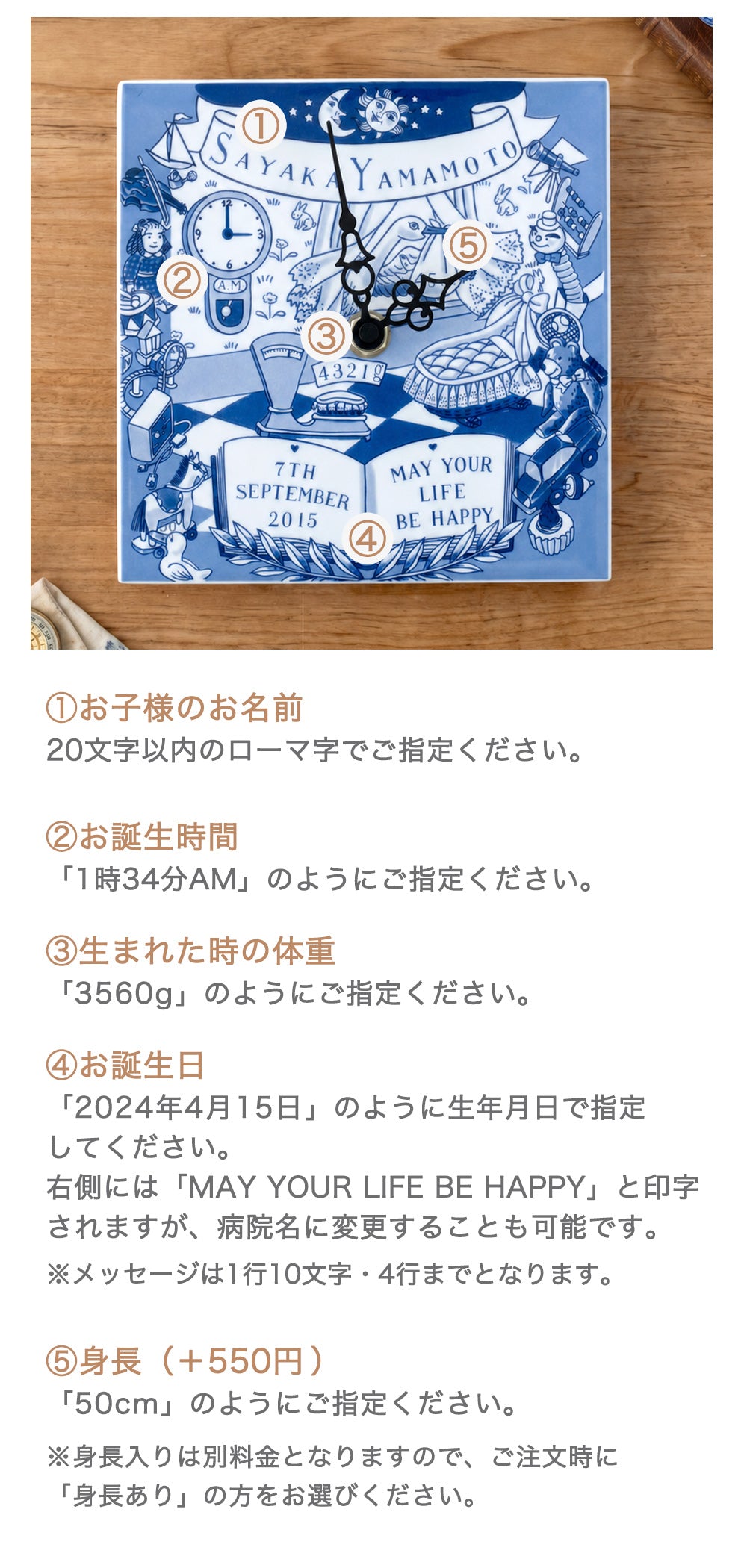 LCM|メモリアル名入れバースデイクロック
