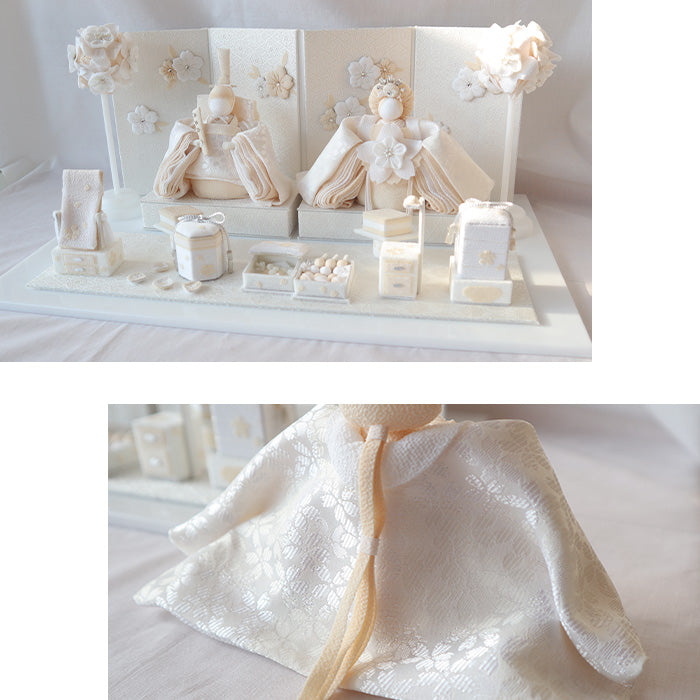 雛人形 HAKI(ハキ) 麗華(れいか)プレミアム 金襴西陣織 雛揃 白粋