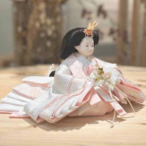 kokokara（ここから）cuna selectオリジナル 花飾りナチュラルウッド雛人形 和花-nodoka-