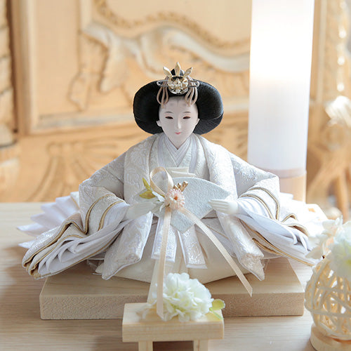 kokokara（ここから）cuna selectオリジナル 花飾りナチュラルウッド雛人形 喜与花-kiyoka-