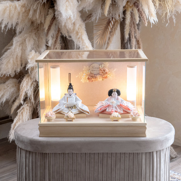 kokokara / cuna selectオリジナル 花飾りナチュラルウッド雛人形 結衣花