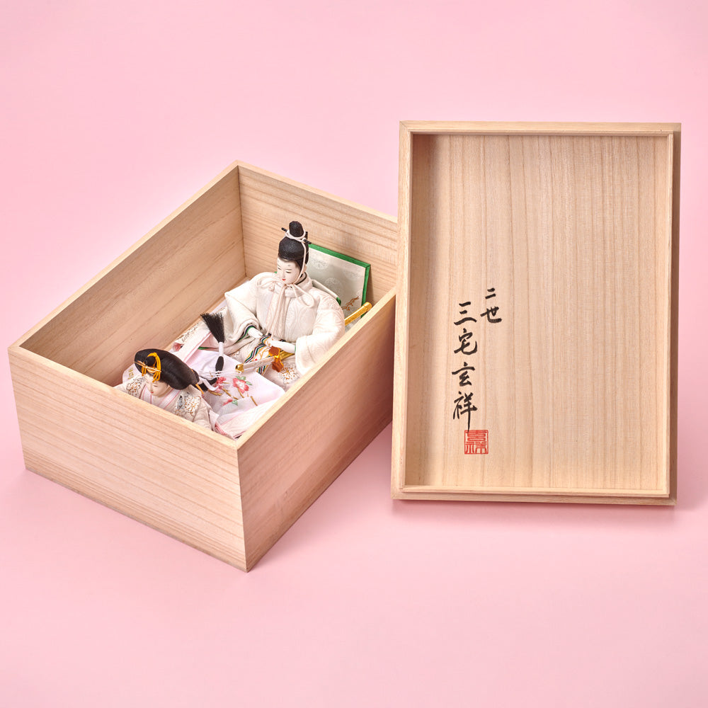 雛人形セット 花柄背景付夏場価格 雛人形 白音 雛輝（ひなき） 京人形 み彌け×cuna select