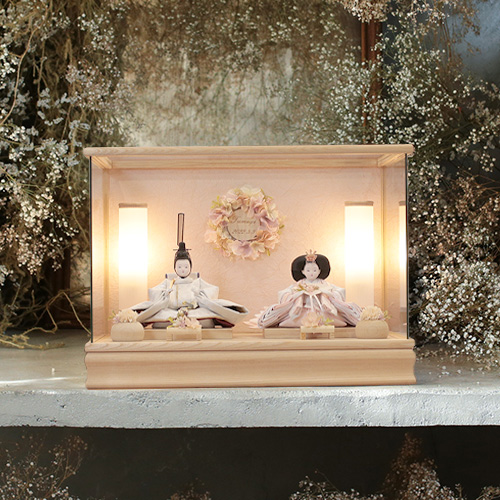 【kokokara（ここから）】cuna selectオリジナル 花飾りナチュラルウッド雛人形 和花-nodoka-