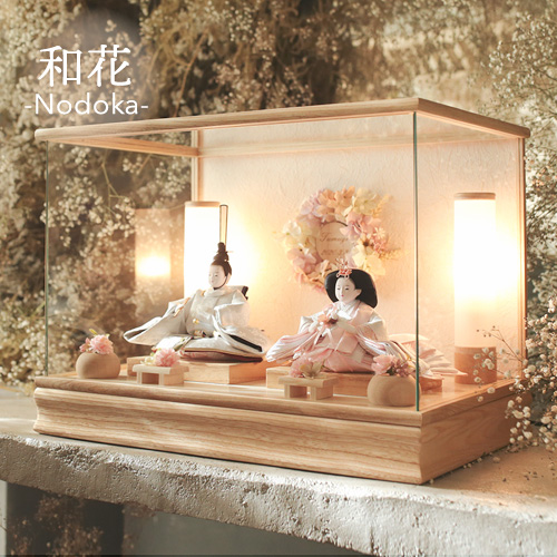 kokokara（ここから）cuna selectオリジナル 花飾りナチュラルウッド雛人形 和花-nodoka-