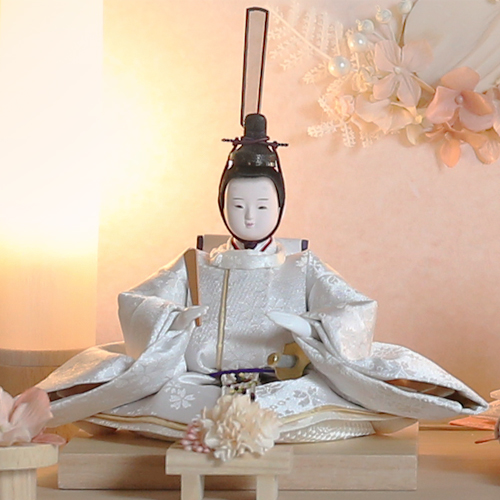【kokokara（ここから）】cuna selectオリジナル 花飾りナチュラルウッド雛人形 結衣花-yuika-